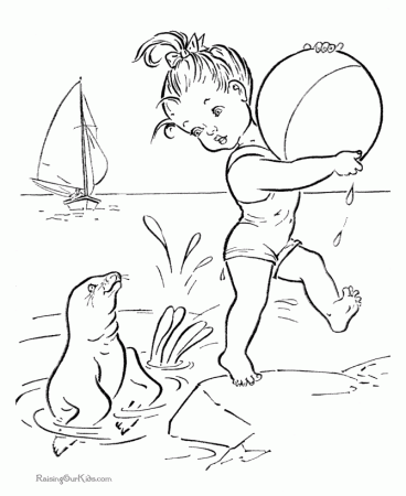 free summer at the beach coloring page ...