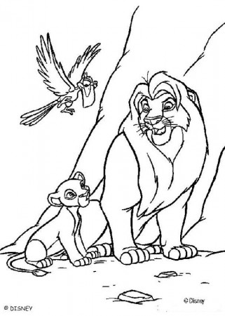 The Lion King coloring pages - Mufasa, Simba and Zazu